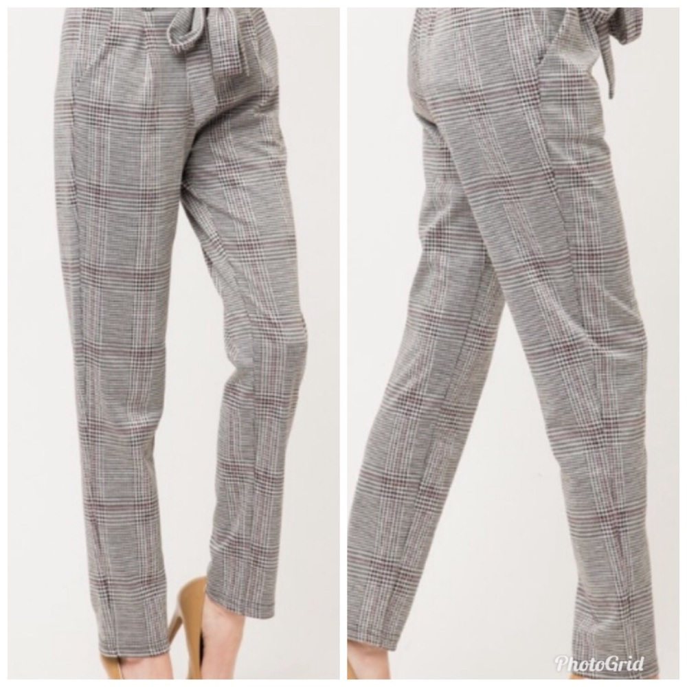 Check Pattern Waist Tie Pants- Sizes SML